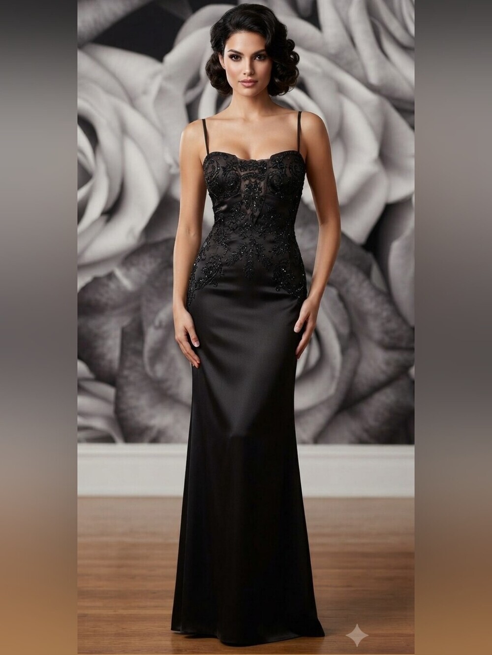 Masquerade Black Sleeveless Beaded Sheath Dress